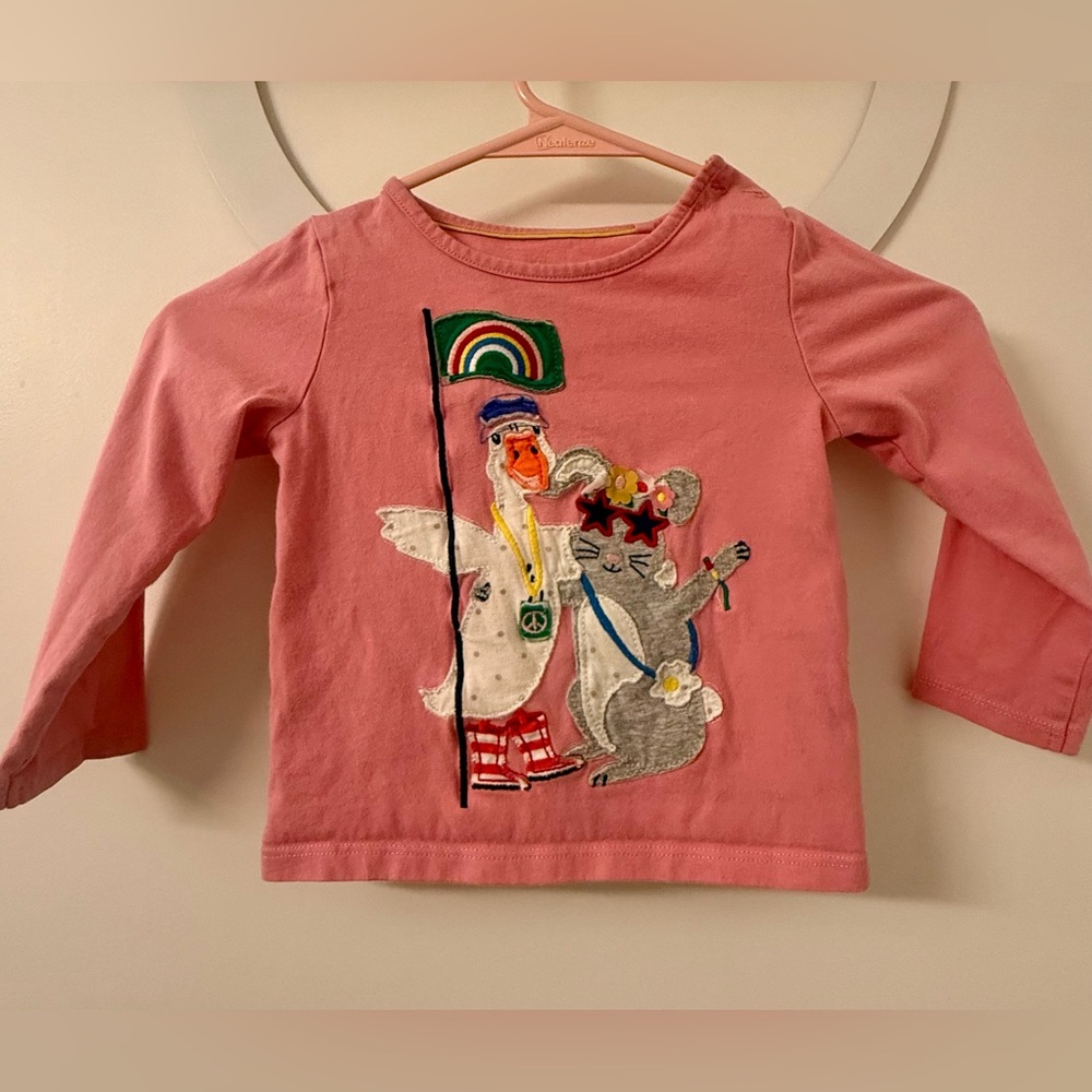 Mini Boden Pink Kids Shirt with Fun Animal Design